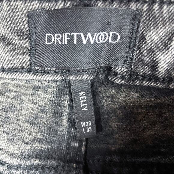 Driftwood Kelly Boot Cut Jeans Grey Acid Wash Mid Rise Embroidered Pockets Sz 28 - Picture 8 of 11